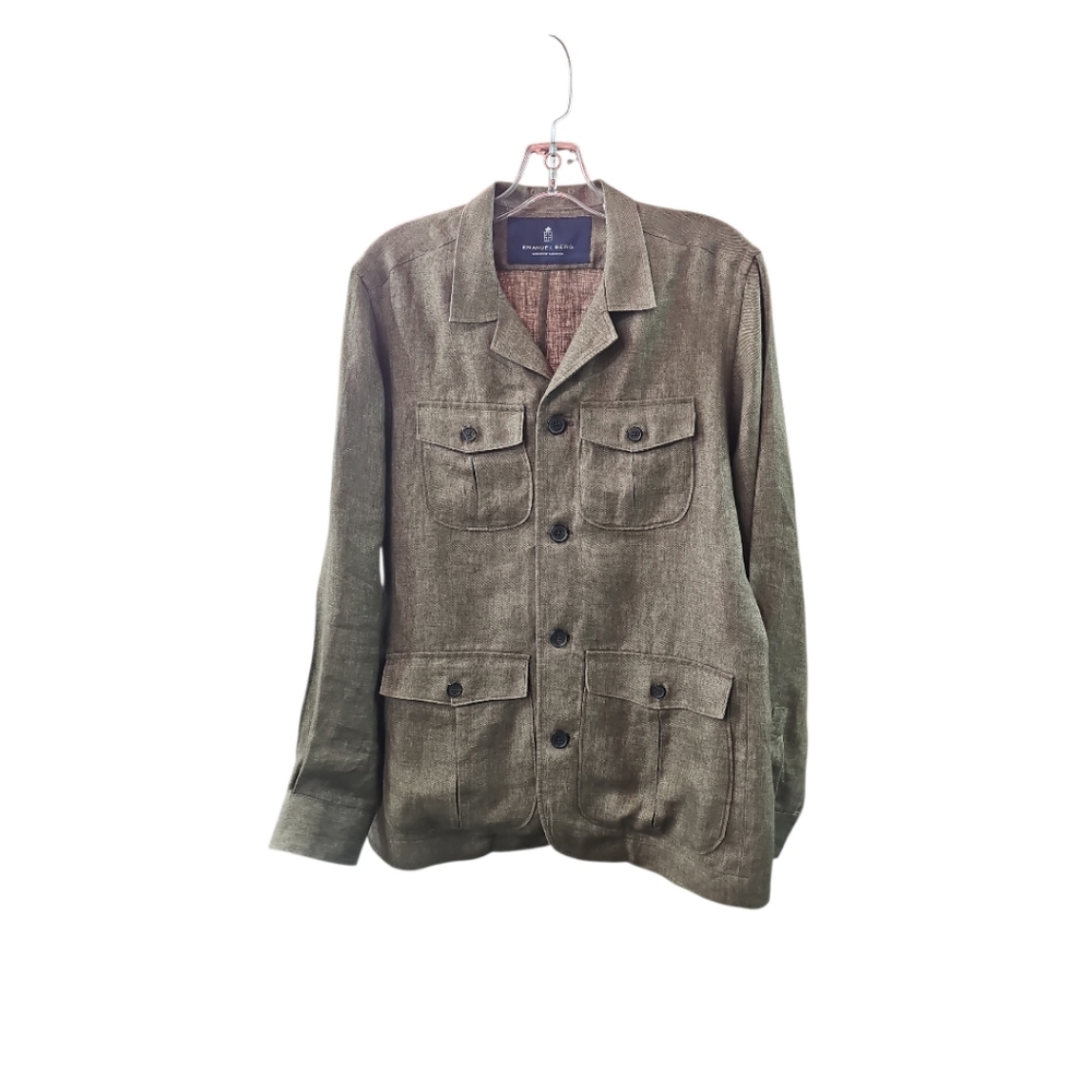 Emanuel Berg Ryan Flax/Linen Olive Utility Field Jacket